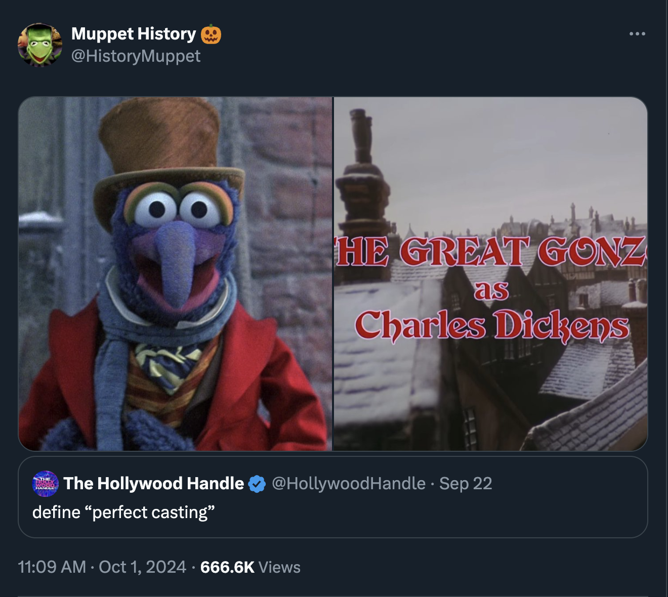 gonzo meme - Muppet History He Great Gonz as Charles Dickens The Hollywood Handle Sep 22 define "perfect casting" Views